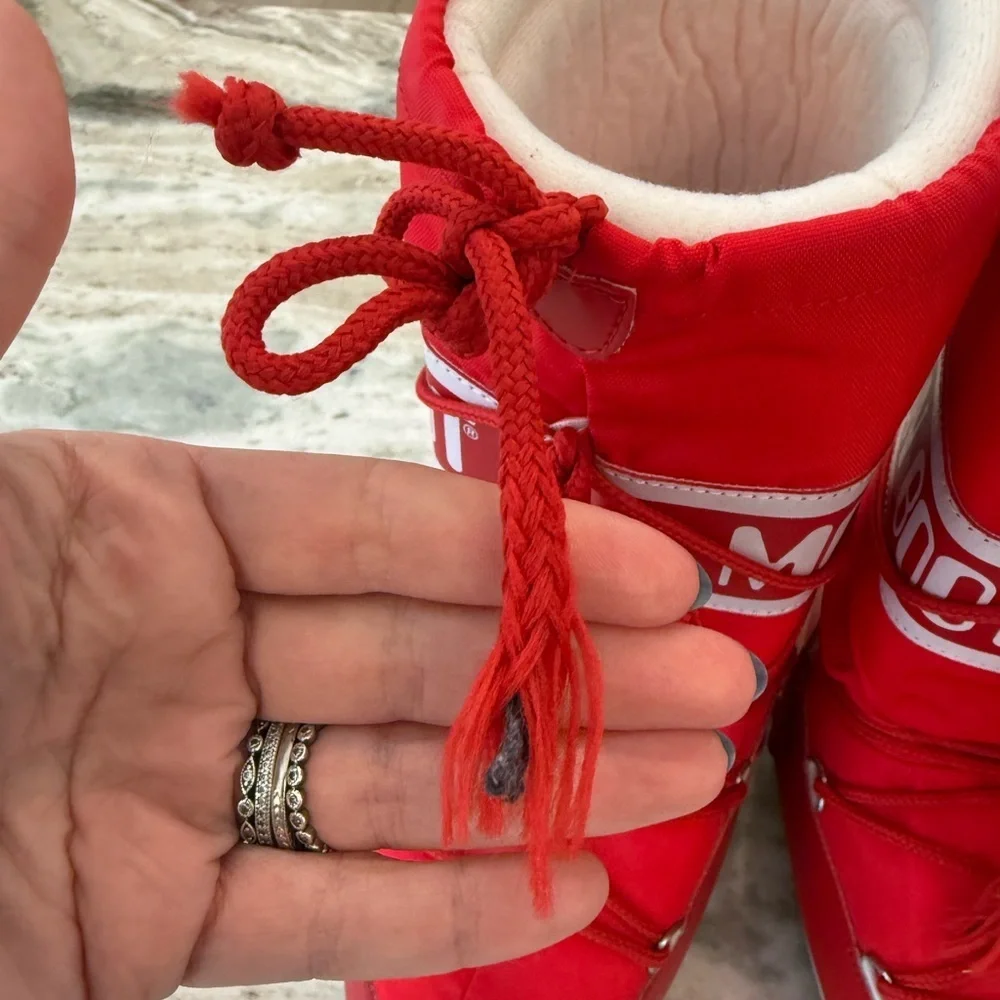 Moon Boot Kids Icon Red Padded Nylon Snow Boots Logo Size 31/34 US 13 - 2.5